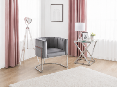 Picture of Arelia Modern Armchair – Natural Wood with Soft Fabric & Metal Legs