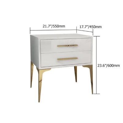 Hype Nightstand – Glossy Modern Design with Two Drawers and Gold Legs