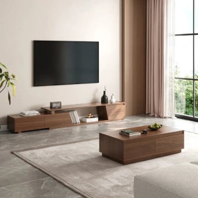 Picture of Alvaro – Natural Wood TV Stand with Coffee Table