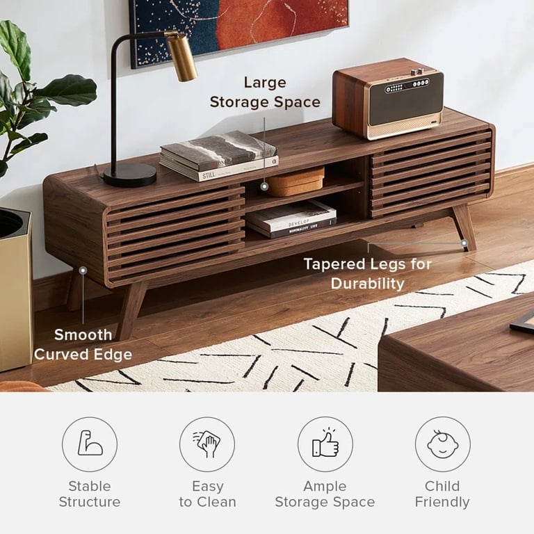 Picture of Valera Modern TV Stand with Practical Design – Natural Wood