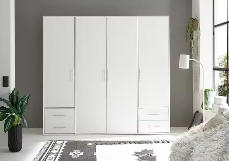 Picture of Provalo three-door wardrobe with four drawers Natural wood