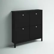 White Mchone 16 Pairs Manufactured Wood Shoe Storage Cabinet