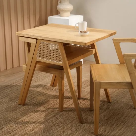 Picture of Navo Natural Wood Dining Set – Woven Backrest