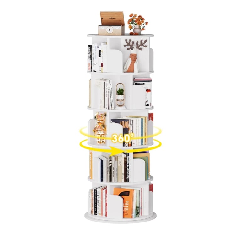 Tourna – Modern Rotating Natural Wood Bookcase