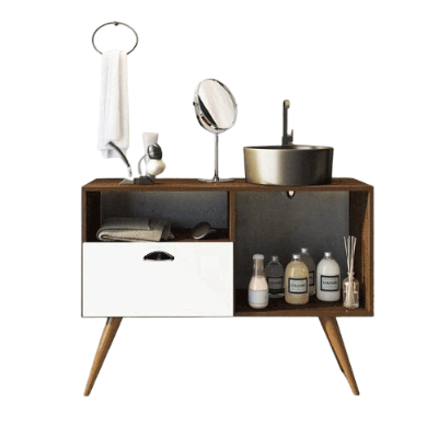 Varino – Natural Wood Sink Console with Open Storage