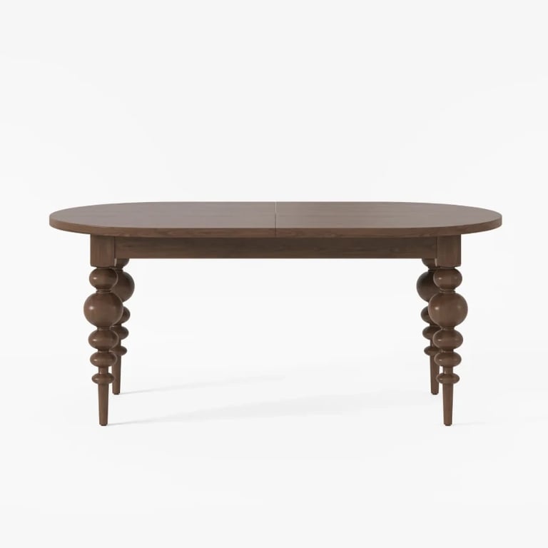 Picture of Elegant Black Oval Dining Table with Sculpted Legs