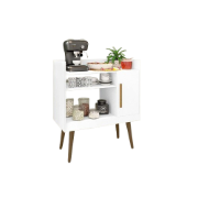 Rivano Coffee Corner Cabinet – Natural Wood Legs & Open Storage