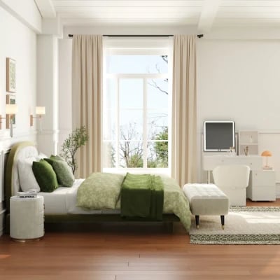 صورة سرير خضراء – مزيج فاخر من الراحة والأناقة