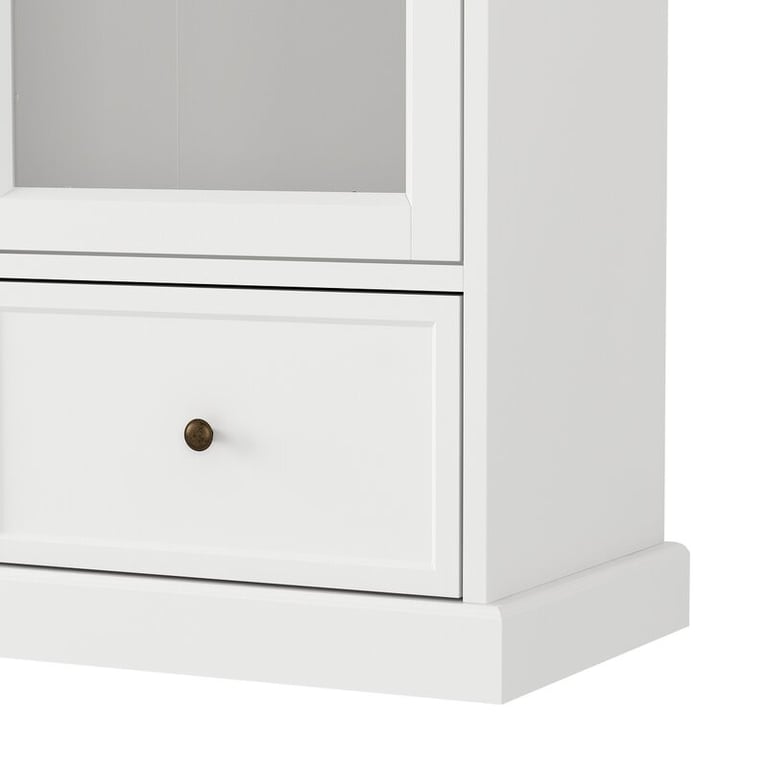 Linda - Natural Wood Cabinet with Glass Doors