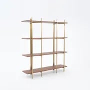 Aurore Display Shelf – Natural Wood & Gold Metal Frame