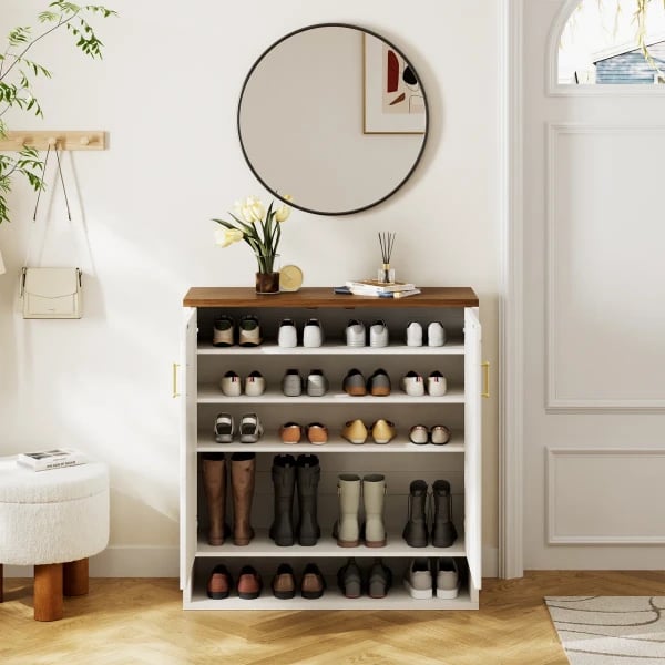 Arcelle – Modern Natural Wood Shoe Cabinet