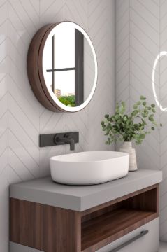 Picture of Aviana movable Round mirror with storage - Black color