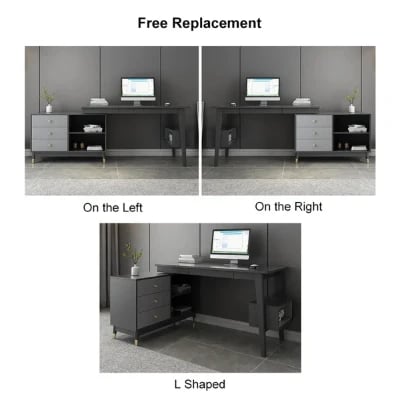 Picture of Ultic – L-Shaped Natural Wood Home Desk with Drawers & Shelf