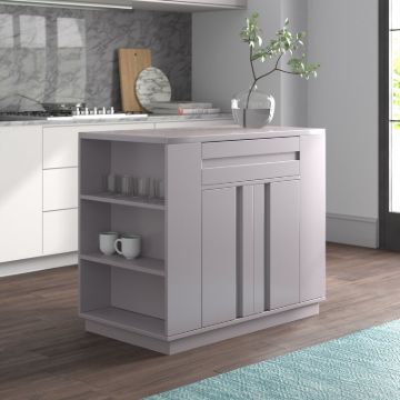 Rivie Kitchen Island Modern Storage Unit - Natural Wood