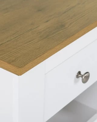 Savora Natural Wood Bedside Table – Drawer & Open Shelf