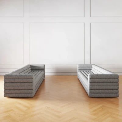 صورة سوريلا كنبة ركنية بشكل حرف يو – ٨ مقاعد – بقاعدة من الخشب الطبيعي