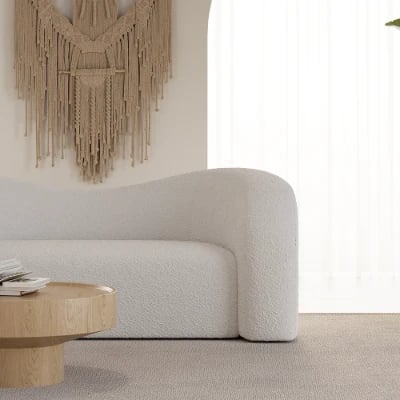 Lunaro Curved Bouclé Sofa – Modern Two-Seater Design