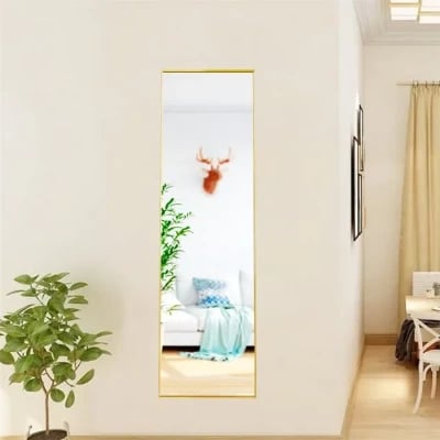 Floor Mirror Free Standing Dressing Mirror with Black Aluminum Alloy Frame