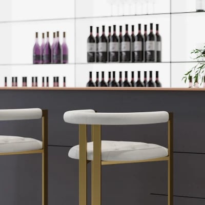 صورة كرسي بار كليمان – إطار ذهبي مع مقعد مُبطّن