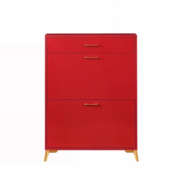 Rogelle – Modern Flip-Down Natural Wood Shoe Cabinet