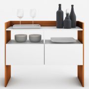 Solvia – Natural Wood Coffee Corner Cabinet with Open & Closed Storage