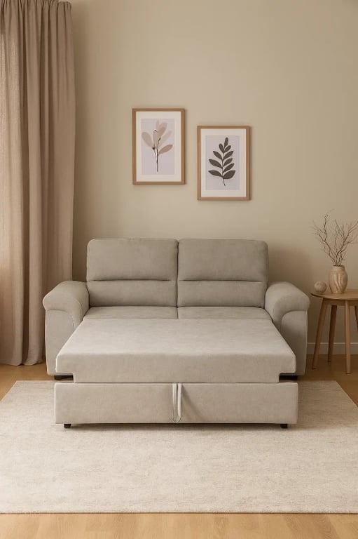 Picture of Minerva Pillow-Back Sofa – Soft Beige Comfort with Rolled Arm Design