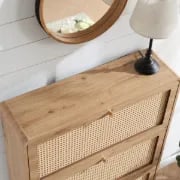 Soline – Natural Wood & Rattan Shoe Cabinet