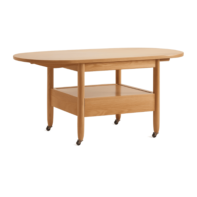 Picture of Divano Natural Wood Coffee Table – With Shelf, Drawer & Wheels