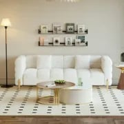 Lumière Sofa Set – 3-Seater Sofa & 2 Armchairs with Golden Metal Legs