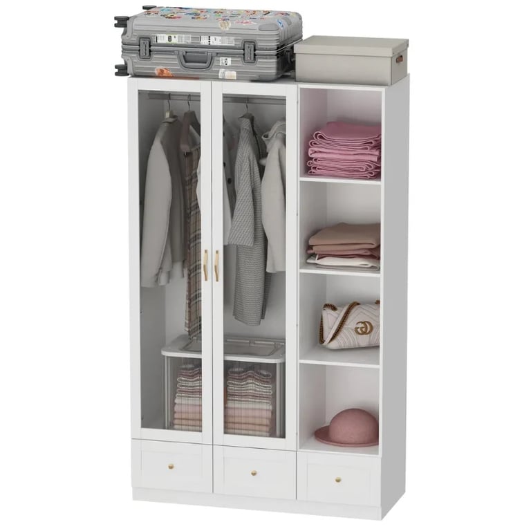 Picture of Glassy Multi-unit and multi-use wardrobe natural wood