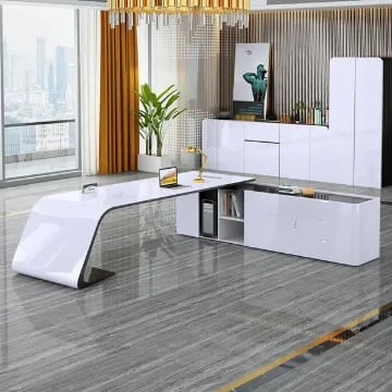 Picture of Albian – L-Shaped Right Hand Natural Wood &  Office with Storage