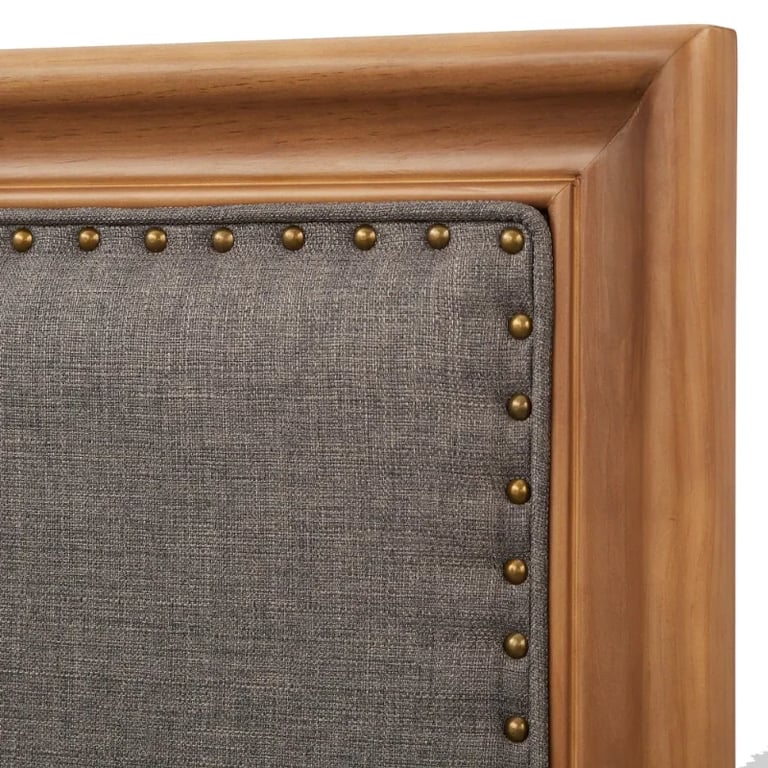 صورة نوريل سرير مبطن وخشب  طبيعي – بتفاصيل أطراف معدنية