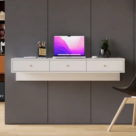 Picture of Krasmo – Natural Wood Wall-Mounted Desk with Storage