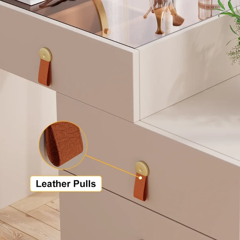 Verona Vanity Set – Dual Natural Wood Storage Cabinets with Elegant Glass Top and Organizer