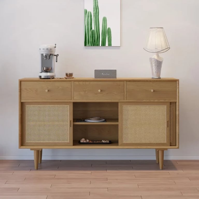 Renvo Sideboard – Natural Wood and  Rattan