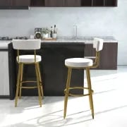 Élysée Bar Stool – Gold Frame with Padded Backrest