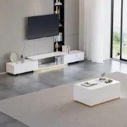 Ardena Living Ensemble – Natural Wood TV Unit & Table Set