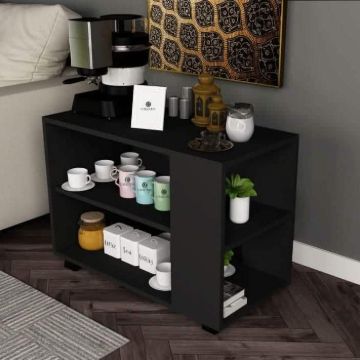 Laro Coffee Corner – Compact Black Open Storage Design