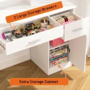 Picture of Suncrown Makeup table with lighted mirror natural wood