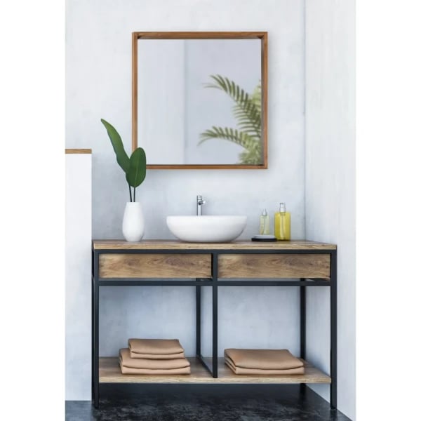 Kate and Laurel Hutton Rustic Wood Square Mirror
