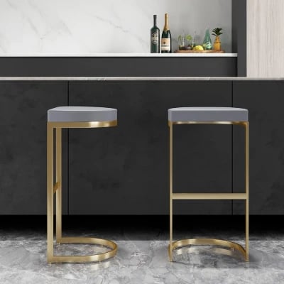 Aurélie Modern Bar Stool –  with Golden Base