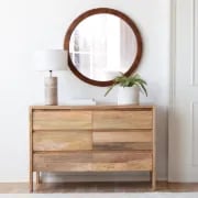 Amane Round Solid Wood Wall Mirror