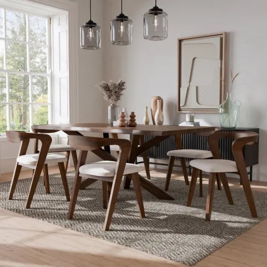 Aurela Rectangular Dining Set – Natural Wood