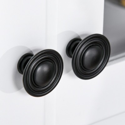 Costa Kitchen Hutch Compact Storage Cabinet with Glass Doors - Natural Wood