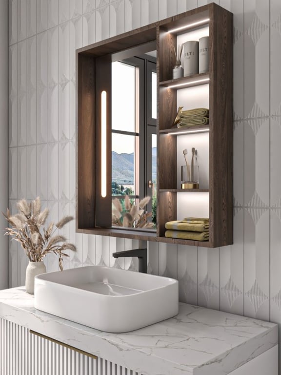 Picture of Cavea – Smart LED Bathroom Mirror Cabinet with Storage Shelves