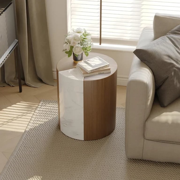 صورة طاولة خشب طبيعى مع بديل رخام مودرن  - سيمينا