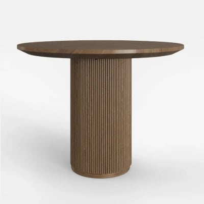 Picture of Merso Round Dining Table – Fluted Base & Natural Wood Top