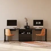 Picture of Clajy – Natural Wood Desk -Modern Desk with 4 Drawers & 1 Cabinet