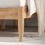 Mason – Upholstered Bed with Natural Wood Frame