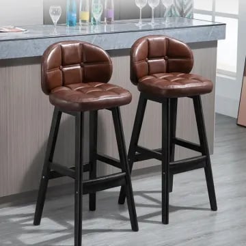 Picture of Rivano Bar Stool – Leather with Wooden Base